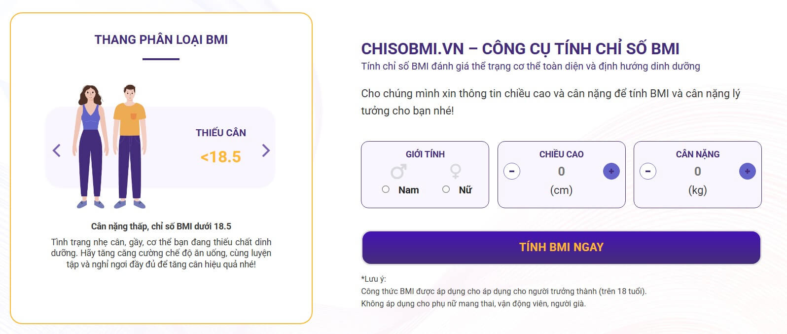 Ứng dụng cho phép tính chỉ số BMI miễn phí hay có tính phí?